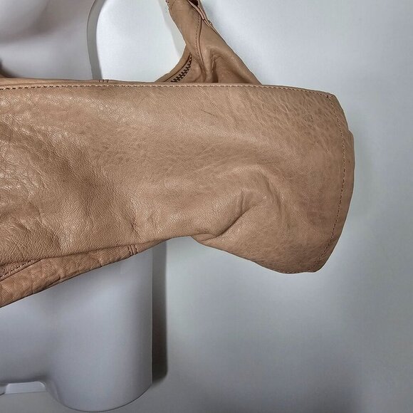 Tre Vero Beige‎ Leather Shoulder Bag Tan Chain Strap Pockets 10"x13.5" - Picture 8 of 14